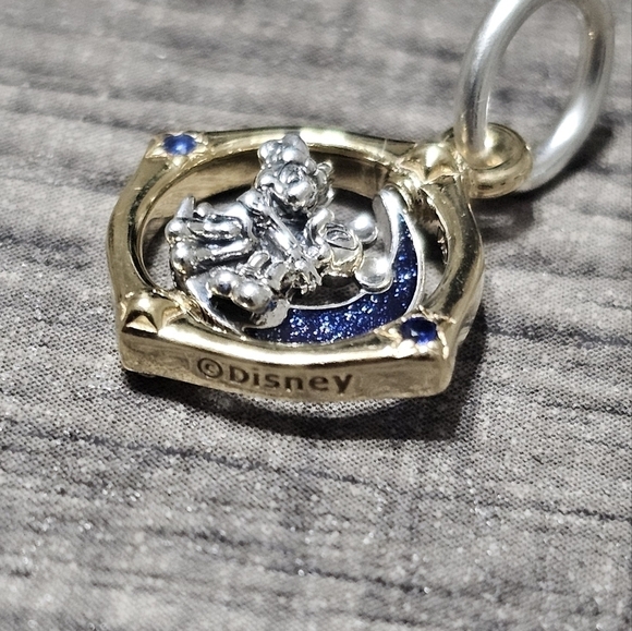 Disney Mickey Mouse & Minnie Mouse Two-tone Spinning Moon Dangle Charm - Picture 6 of 6